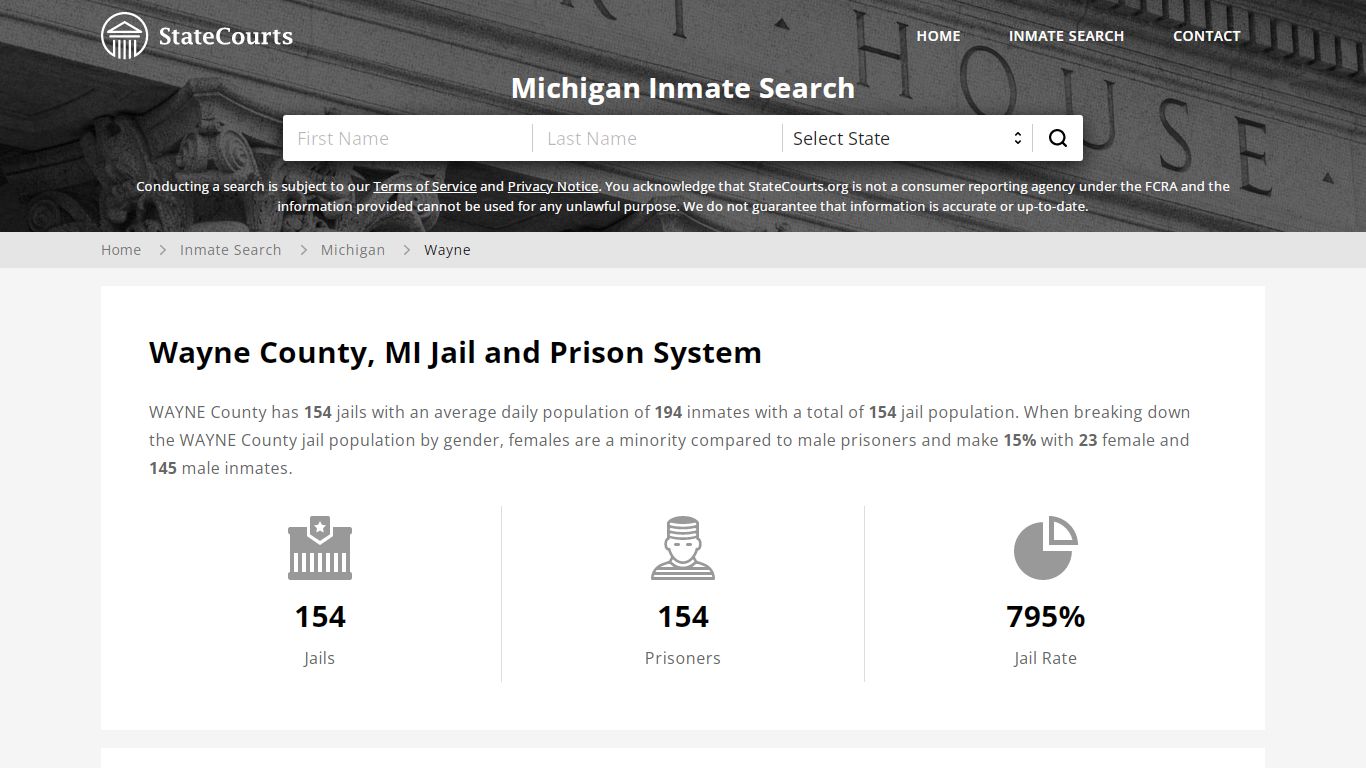 Wayne County, MI Inmate Search - StateCourts