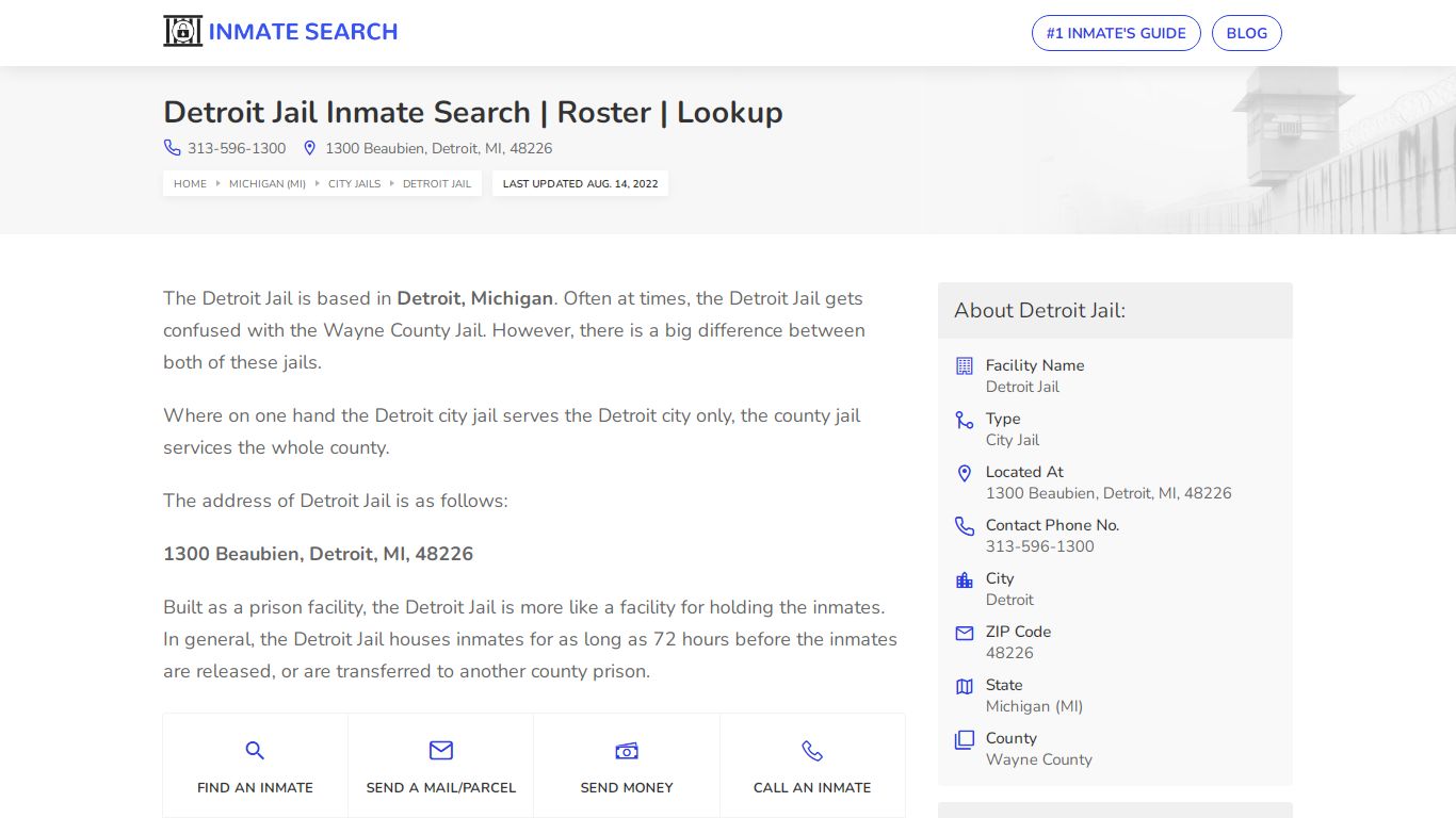 Detroit Jail Inmate Search | Roster | Lookup